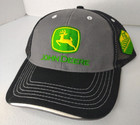 John Deere Trucker Hat Adjustable Strap Blk Gray Grn Yellow Fic Dealership Mesh