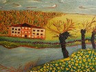 Vintage Expressionist Landscape Oil Painting Signed