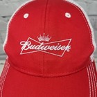 Budweiser 1876 Hat Mens Red Snapback Mesh Ball Cap Beer Advertising Vintage