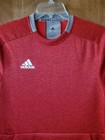 Adidas Men Baseball Shirt Small Fielders Fleece Red gray Sweatshirt Hand Pocket