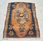 1940s Primitive Duble-knotted Turkish Hand Woven Semi-antique Carpet With Pile