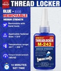 Threadlocker Blue  Thread Lock Medium Strength Lock Tight For Nuts  Bolts  Faste