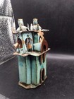 Vintage antique Copper Ornament Of A Church Distressed Patina