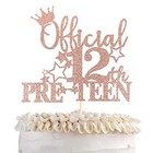1 Pack Official Pre-teen 12 Cake Topper Glitter Happy 12th 12th-rose Gold