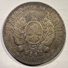 1882 Argentina Republic Peso Silver Crown Very Scarce Type Coin Nice Surfaces