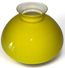 Lemon Yellow Cased Glass Student Oil Kerosene Lamp Shade Over Opal White 10 