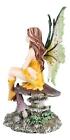 Amy Brown Summer Sunflower Fairy Sitting On Giant Toadstool Mushroom Figurine
