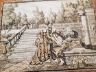 Rare Antique French Jacquard Romantic Hand Woven Tapestry 34 X 25 Inches Vintage