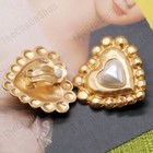 Retro Non-pierced Clip On Heart Matte Gold Earrings Chunky Large Vintage Style