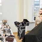 Professional Makeup Train Case 3 In 1 Rolling Cosmetic Travel Trolley Organizer