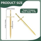 2 Pcs 7 64-inch Sword Shape Letter Opener Metal Envelope Slitter Gold