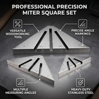 3pcs Miter Square Ruler Stainless Steel Heavy Duty 45 90 22 5 Degree Multi Angle
