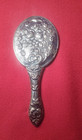 Vintage 900 Silver Hand Mirror Floral Repousse Design