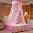 Princess Dome Bed Canopy Netting Mesh Round Mosquito Net Curtain Butterfly Adorn