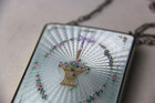 Antique Sterling Silver   Guilloche Enamel Compact Purse - Rare 