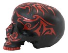 Ebros Black And Red Gothic Tribal Warrior Blood Maori Tattoo Skull Figurine 7 l