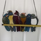 Stained Glass Multicolor Birds On Branch Wall Hanging Window Panel