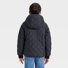 Boys  Hooded Reversible Puffer - Cat   Jack Black gray M