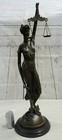 Real Bronze Blind Lady Of Justice Statue Old Finish Scales Large Nude Sculpture