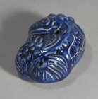 A Very Fine Korean Total Blue Glazed Hae-tae Shaped Water Dropper-19th C  