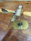 Lot Of 2 Vintage Handmade Metal Airplanes Spark Plug Trench Art   Brass Biplane 