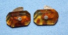 Victorian Antique Russian Sterling Silver   Amber Cufflinks