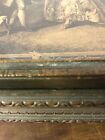 Antique  Victorian Print Mirrored Handmade Carved Glass Sectioned Jewelry Box 