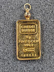      Credit Suisse Hong Kong Japan Salad 5 Gram  9999 Gold Bar 14k Bezel Pendant