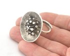 Flower Ring Adjustable Ring Antique Silver Plated Brass 4016