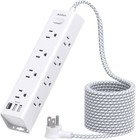 Wall-mount Surge Protector Power Strip  10 Ft Extension With 12 Outlets   Usb