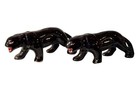 1950s Vintage Black Panther Ceramic Figurine Pair Mcm Jungle D  cor Vtg Stalking