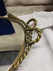 Vintage Brass Bow Tie Vanity Glass Mirror   Perfume Tray 16 5    X 12   