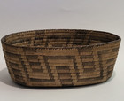Antique Pima Native American Hand Woven Oval Basket Geometric Pattern 12  X 8 