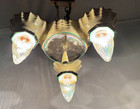 Porcelain Ceiling Light Fixture Vtg Flush Mount Iridescent Ceramic Art Usa  m43
