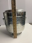 Vintage Mid Century  Ice Bucket Hammered Aluminum Large  Made In Italy