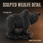 Grizzly Bear Figurine Matte Black 3d Printed Wildlife Decor 5in Rocky Base