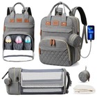 3in1 Diaper Bag Backpack With Changing Bed Waterproof Maternity Travel Bassinet