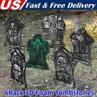 6 Pack Large Halloween Foam Tombstones Graveyard Headstone Rip Gravestone Decor