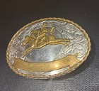 Vintage Rodeo Bareback Trophy Belt Buckle Cowboy German Silver Tone Blank