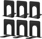 6 Pcs Large Metal Bookends Library Shelves Book End Stopper Hold Books Black