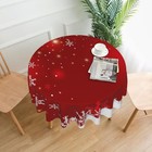 Merry Christmas Tablecloth 70x70 Inch Round Winter Red White Snowflakes Table   