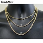 Gold Plated Stainless Steel Rope Chain Necklace 3 5 7mm 16-30  Choker Men Women