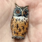 Antique Austrian Vienna Cold Painted Bronze Figure Of Orange Owl 1   