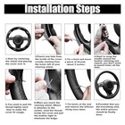 Car Genuine Leather Steering Wheel Cover  Diy Sewing With Glossy Black Red