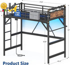 Twin Size Loft Bed Led Lights   Charging Station Heavy Duty Metal With Ladder