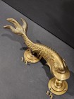 Vintage Cast Brass Koi Carp Fish 10 Inch Heavy Door Knocker Complete Amazing