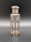 Antique Art Deco 1000 Fine Silver Overlay Perfume Bottle Glass Sterling Cap 897