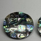 Two Vintage Abalone Sewing Buttons Plastic Shank Tile Design