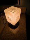 Vintage Mcm Brass Atomic Square Frosted Glass Light Fixture Starburst Sunburst 