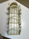 Beautiful Vintage  Italian Tole Three Tiered Lattice Shelf With Floral Design
